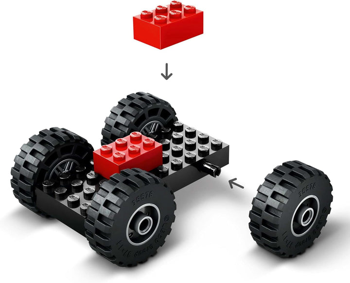 Încărcător cu roți LEGO City - Excavator de jucărie pentru copii mici, fete și băieți de la 4 ani - Set de joacă pentru vehicule - Idei de cadouri Montessori pentru preșcolari - Set cu 2 minifigurine de muncitori în construcții 60450