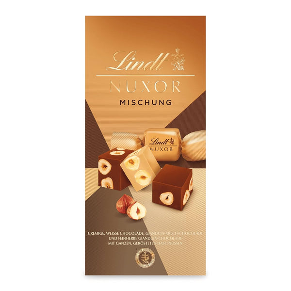 Lindt NUXOR Beutel Mischung | 103G Beutel | Cremige Gianduja Schokolade (Weiss, Vollmilch Und Feinherb) Mit Ganzen, Gerösteten Haselnüssen | Pralinen Geschenk | Schokoladengeschenk