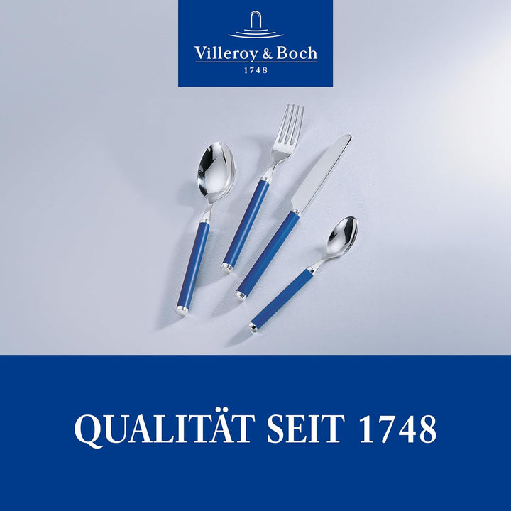 Villeroy & Boch – Play! Blue Ocean Tafelbesteck, Set 30 Teilig Blau, Spülmaschinenfest, Besteck Bunte Griffe, Besteck Kunststoffgriffe, Besteck Set, Essbesteck, Messer, Gabel, Edelstahl, Kunststoff