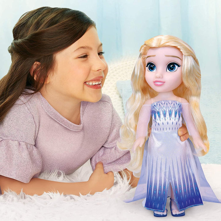 Disney Frozen 2 ELSA The Snow Queen Doll - 35 cm înălțime, păpușă mobilă în rochie de modă iconică și cu păr lung care curge pentru distracție suplimentară în timpul jocului, pentru fete cu vârsta de 3 ani și peste, 214894