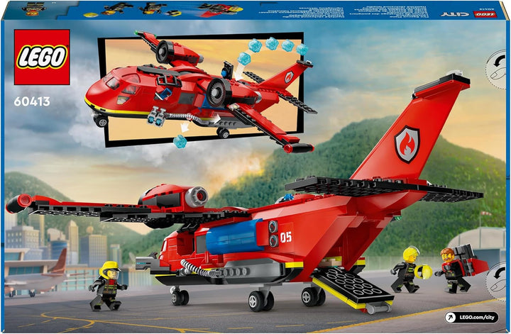 LEGO City Firefighting Plane, Set de pompieri cu avion jucărie pentru copii, set de construcție cu 3 figuri de pompieri și decor de incendiu, idee excelentă de cadou pentru băieți și fete de la 6 ani 60413
