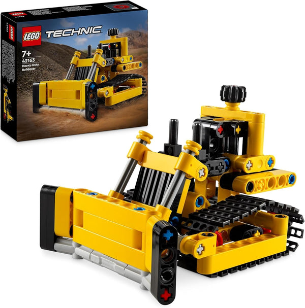 Buldozer greu LEGO Technic, buldozer de jucărie de construit, de adăugat la șantierul tău de construcții, jucărie de construcții pentru copii, cadou tehnologic pentru băieți și fete de la 7 ani 42163