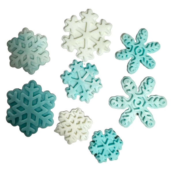 Lot de 8 décorations comestibles en sucre, Flocons de neige