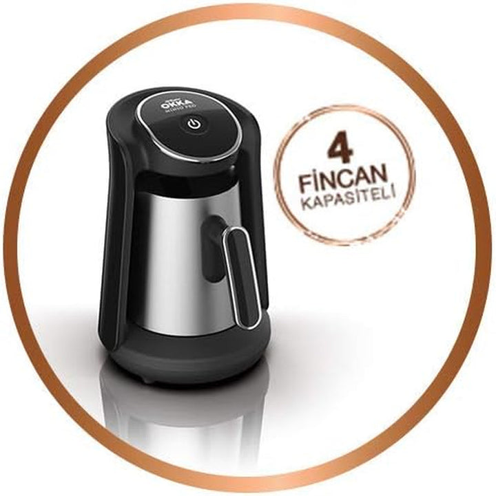 Cafetieră turcească Arzum Okka Minio, aparat Mocha, 1-4 căni, cană din oțel inoxidabil de 300 ml, protecție la preaplin, sistem inteligent de preparare, cană lavabilă, 480 W, cupru