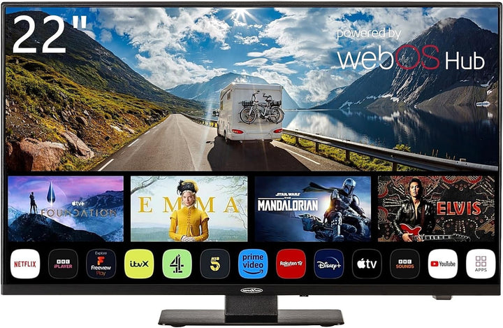 REFLEXION LDDX27IBT Smart LED Fernseher 27 Zoll / 69Cm, LG Weboshub, Wohnwagen/Wohnmobil/Camping/Caravan/Boot/Lkw TV, Slimline, 12/24/230 Volt, Full HD, Triple Tuner, Bluetooth, WLAN, Dvd-Player