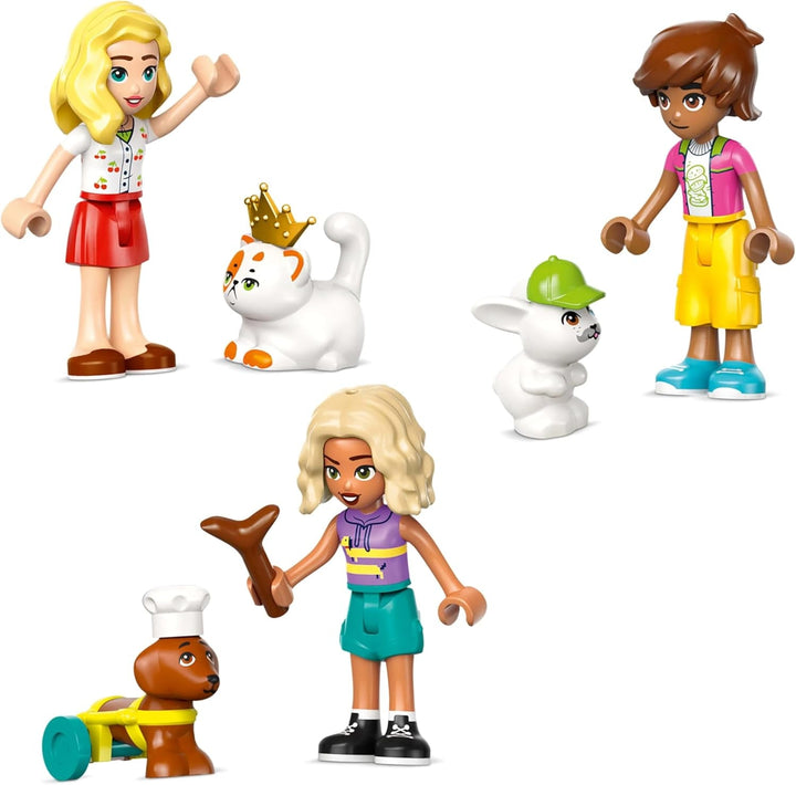Magazin de accesorii pentru animale LEGO Friends, set de joacă pentru jocuri de rol, jucărie educativă pentru fete de la 6 ani, 3 minifigurine și 3 figuri de animale, pisică, câine și iepuraș, idee de cadou pentru copii 42650