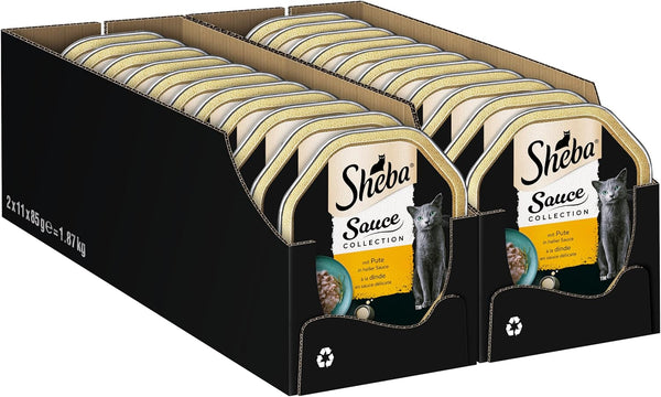 SHEBA Bowl Hrană umedă pentru pisici Colecția de sosuri cu curcan în sos ușor 2 X 11 X 85G