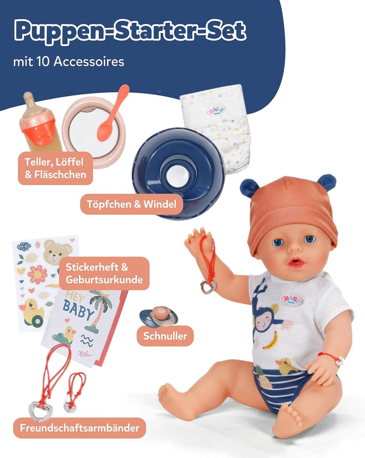 BABY Born Emma în stil junglă - Păpușă de 43 cm înălțime - 10 funcții Inclusiv accesorii și rochiță în culori unisex - Funcționează fără baterii - Potrivit pentru copii cu vârsta de 3 ani și peste
