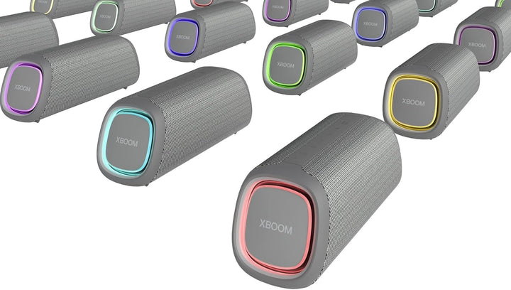 LG XBOOM Go DXG7, Difuzor Bluetooth portabil (40 wați, Google Assistant, Siri, iluminare), gri