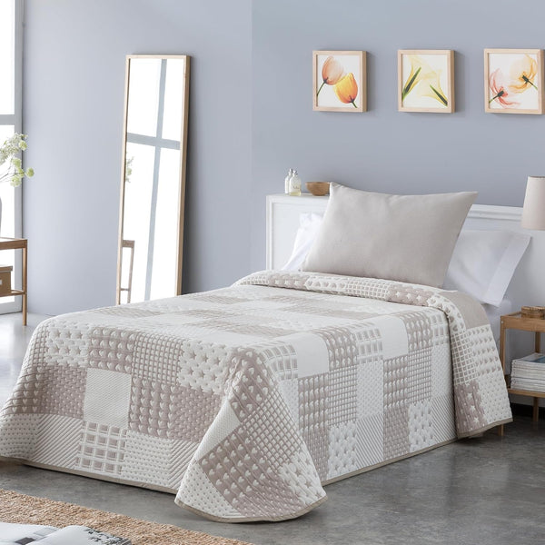 VIALMAN Colcha Bouti Ligera Tagesdecke Sofia 21, Baumwolle Polyester, Beige, Cama 150: 250 X 270 Cm