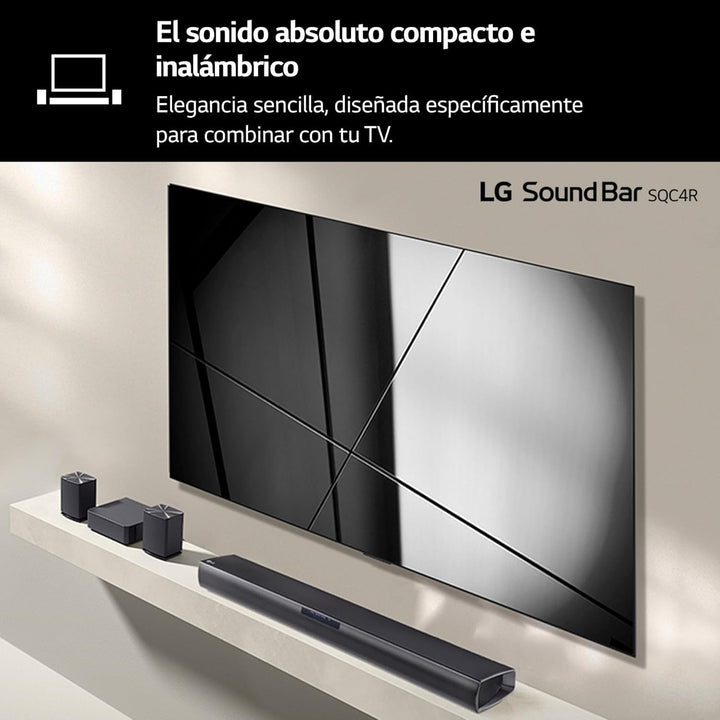 LG SQC4R 4.1 Soundbar (220W) Mit Kabellosem Subwoofer Und Rücklautsprechern (Adaptive Sound Control, Bluetooth), Schwarz