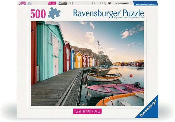 Ravensburger Puzzle 12000847, Locuri scandinave - Boathouses în Smøgen, Suedia - puzzle jigsaw de 500 de piese pentru adulți și copii de peste 12 ani