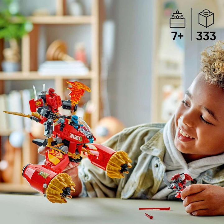 LEGO NINJAGO Kai's Storm Rider Mech - Jucărie motocicletă zburătoare cu 3 minifigurine - Mech cu cap, brațe și picioare mobile - Jucărie de construit - Cadou pentru băieți și fete cu vârsta de 7+ 71830