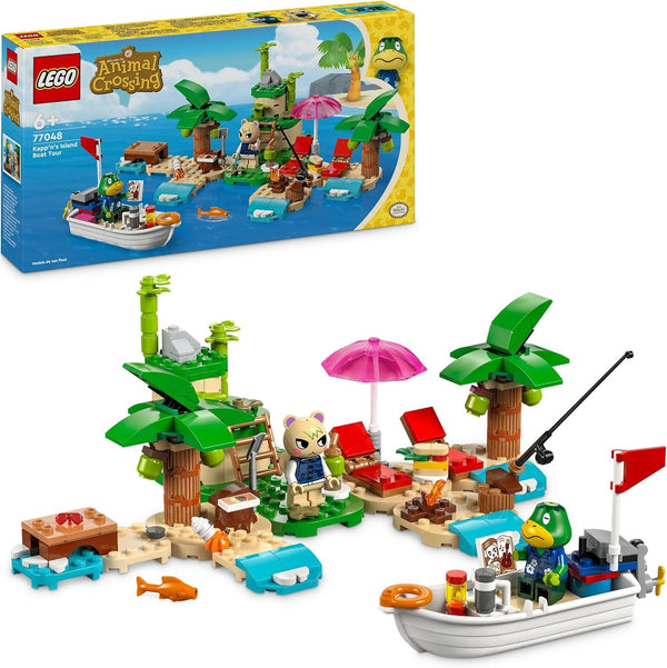 LEGO Animal Crossing Käptens Island Boat Tour, jucărie creativă pentru copii cu 2 minifigurine din seria de jocuri video, inclusiv Huschke, cadou pentru fete și băieți de la 6 ani 77048