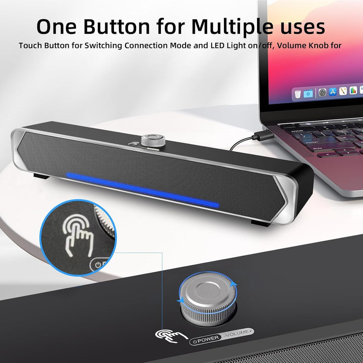 HEANTTV Computerlautsprecher Für Desktop-Monitore, Bluetooth-Lautsprecher Für PC, Soundbar Bluetooth 5.3 Mit Kabel Und Usb-Stromversorgung, Soundbar Für PC, Laptops, Smartphones