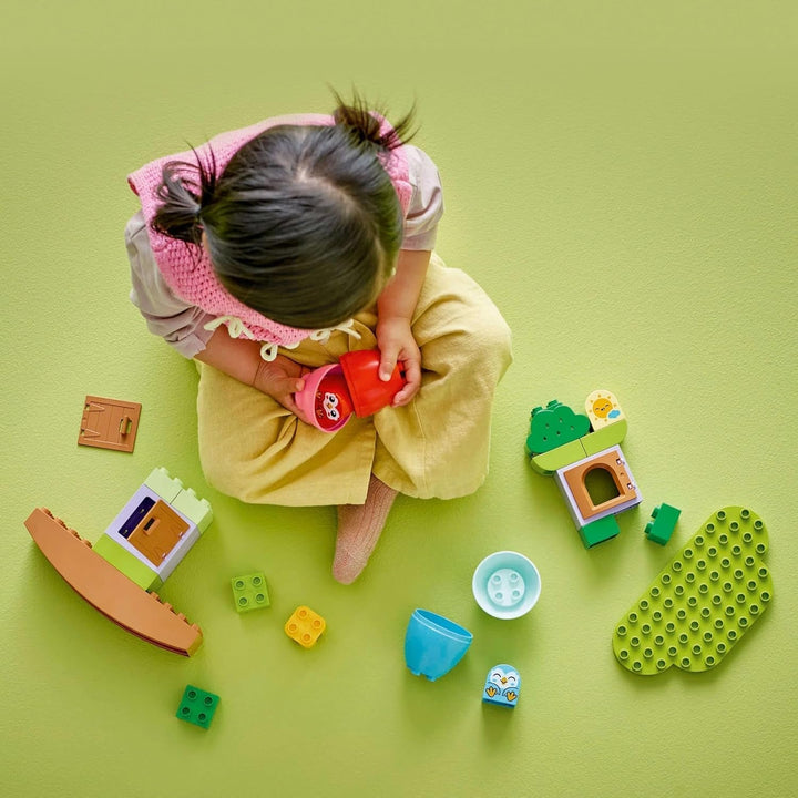 Copac LEGO DUPLO pentru echilibrare și stivuire, jucărie pentru dezvoltare, set de construcție pentru copii începând cu 18 luni, jucărie creativă pentru copii, jucărie educativă cu 2 păsări de jucărie 10440