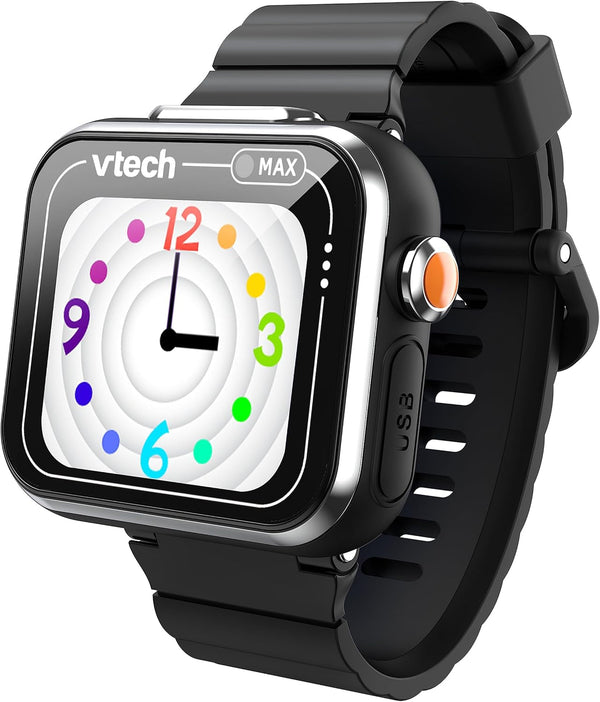 Vtech KidiZoom Smart Watch MAX în negru - ceas pentru copii cu cameră dublă pentru fotografii și videoclipuri, numeroase jocuri, funcții variate și multe altele - Pentru copii de la 5-12 ani