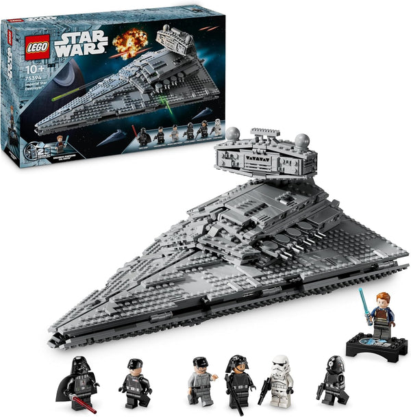 LEGO Star Wars Imperial Star Destroyer, Set navă stelară, Jucărie de construcție, Playset cu Darth Vader și Cal Kestis, Cadou de ziua de naștere pentru băieți, fete și fani 75394