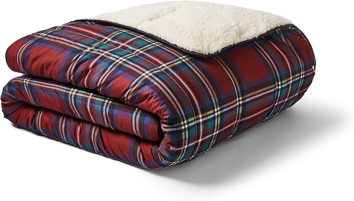 Night Lark Kuschelige Sherpa-Fleece-Decke, Klassisches Rotes Schottenkaro, 9 Tog, LuxuriÃ¶s, Flauschig, Dick Und Wendbar, Perfekt FÃ¼r Sofa, Bett, Couch, Sofa. Hypoallergen, Maschinenwaschbar, GrÃ¶ÃŸe: