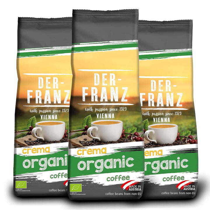 Der-Franz Espresso Bio Kaffee, Intensität 5/5, Bio Arabica Umd Robusta, Ganze Bohne, 3 X 500 G