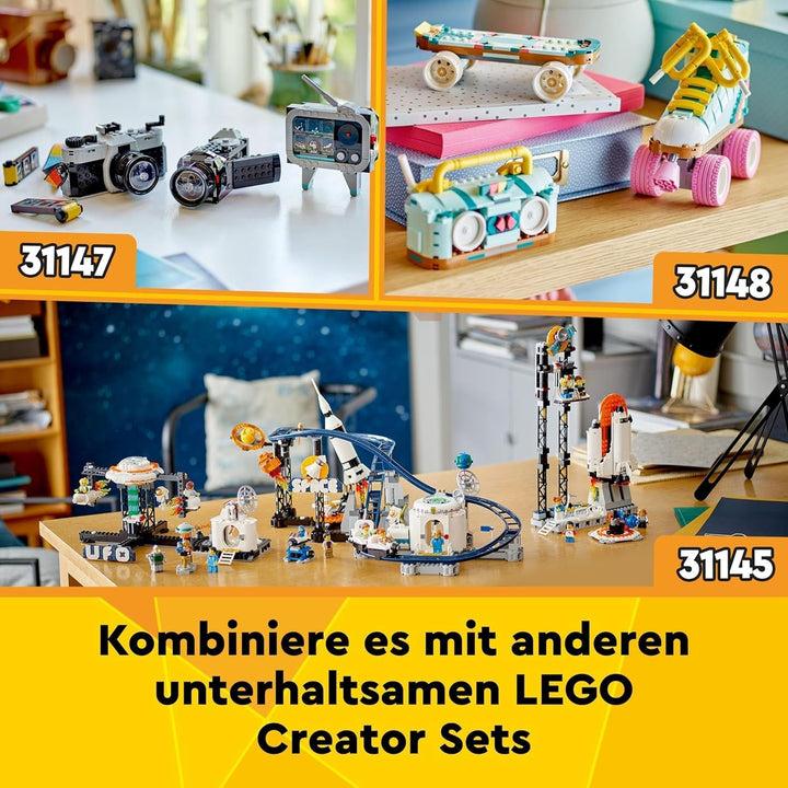 Jucărie LEGO Creator 3In1 Astronaut în spațiu, kit model cu câine și navă spațială pentru copii, decorațiuni pentru grădiniță, cadou creativ pentru băieți și fete de la 9 ani 31152