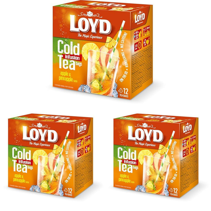 LOYD - Ceai rece cu căpșuni și zmeură - 12 pliculețe piramidale, ceai rece de vară, ceai rece aromatizat, cu ingrediente naturale, apă aromatizată, fără adaos de zahăr, preparat la rece - 30 g