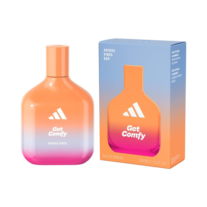 Adidas Vibes Happy Feels Eau De Parfum, un parfum unisex vesel, care îmbunătățește starea de spirit, cu note florale proaspete și uleiuri esențiale naturale, 100 ml