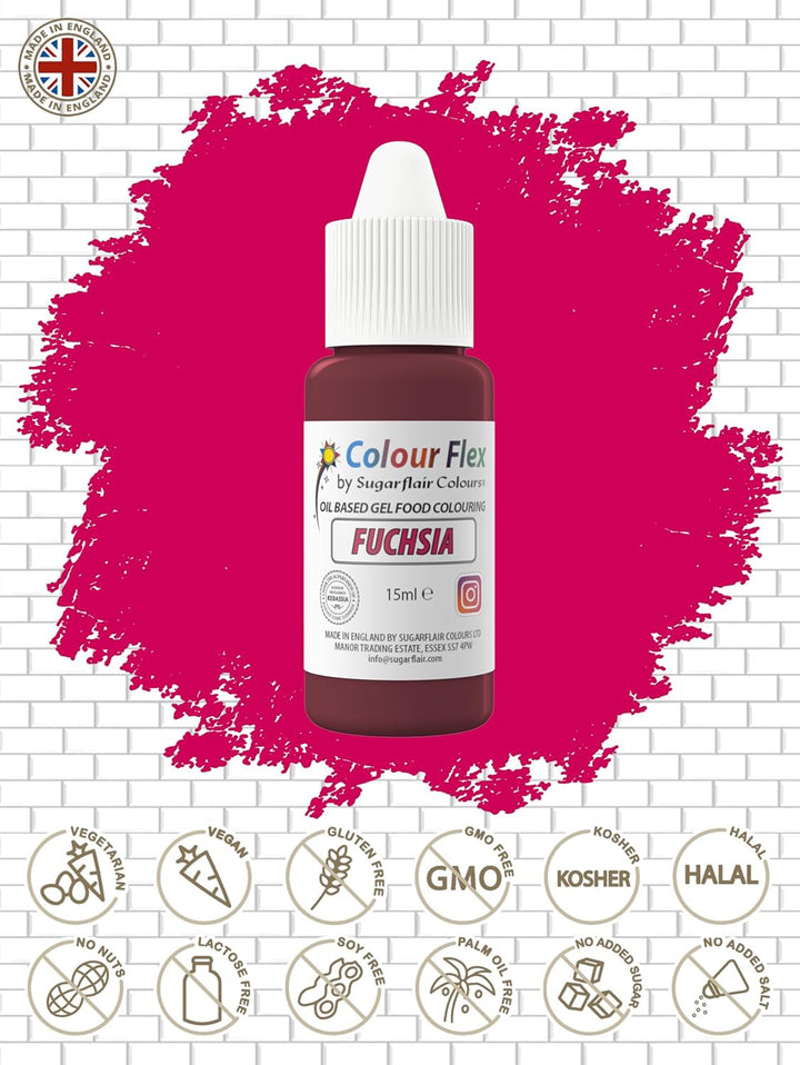 Sugarflair Colourflex Colorant alimentar pe bază de ulei Fuchsia, 15 ml Coloranti Alimentari Naty Shop