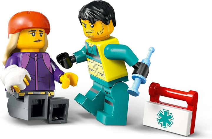 LEGO City Ambulanță - jucărie cu 2 minifigurine (skateboarder și șofer) - jucărie educativă pentru băieți și fete de la 5 ani - idei de cadouri pentru ziua de naștere și de sărbători 60451