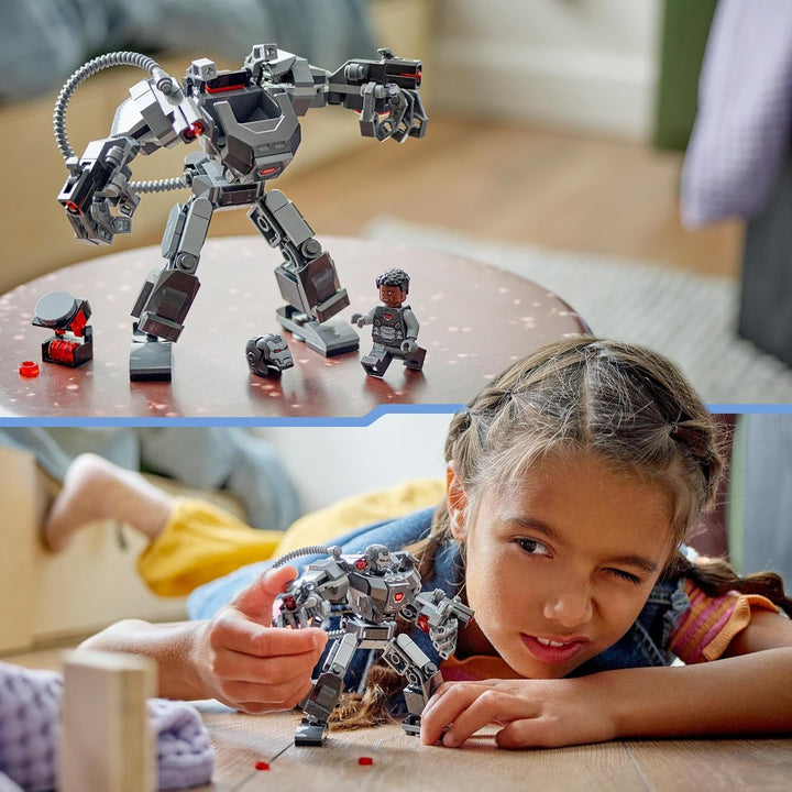 LEGO Marvel War Machine Mech, jucărie construibilă pentru supereroi cu 3 împușcătoare pentru copii, figură de acțiune legendară din MCU, cadou pentru băieți și fete de la 6 ani 76277