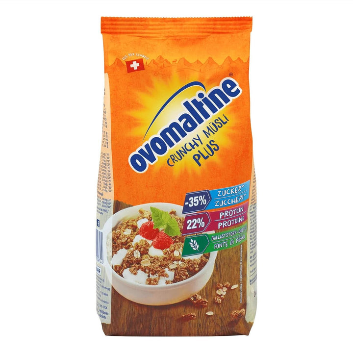 Ovomaltine Crunchy Protein Muesli plus - Crunchy cu fulgi de ovăz - Mix de cereale cu 22% proteine, 300 grame