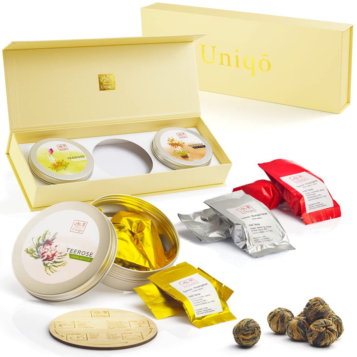 Set cadou cu flori de ceai cu 6 trandafiri de ceai, set de ceai cadou pentru femei | Idei originale de cadouri pentru Crăciun, ziua de naștere sau orice ocazie