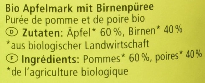 Piure de mere bio cu pere, 360 grame