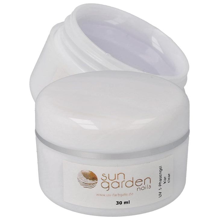 Gel transparent Sun Garden Nails monofazic 30ml + cutie cu 100 vârfuri + lipici pentru vârfuri 7ml