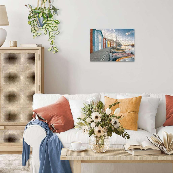 Ravensburger Puzzle 12000847, Locuri scandinave - Boathouses în Smøgen, Suedia - puzzle jigsaw de 500 de piese pentru adulți și copii de peste 12 ani