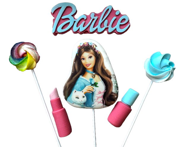 Set mit 6 essbaren Dekorationen aus Zuckerpaste, Barbie