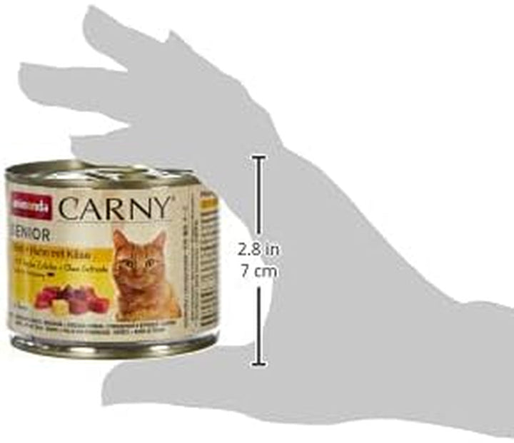 Carny Cat Wet Food Senior Beef + Chicken + Cheese (6 X 200G), hrană umedă pentru pisici de la Animonda fără cereale și zahăr pentru pisici de la 7 ani cu ingrediente proaspete și cărnoase