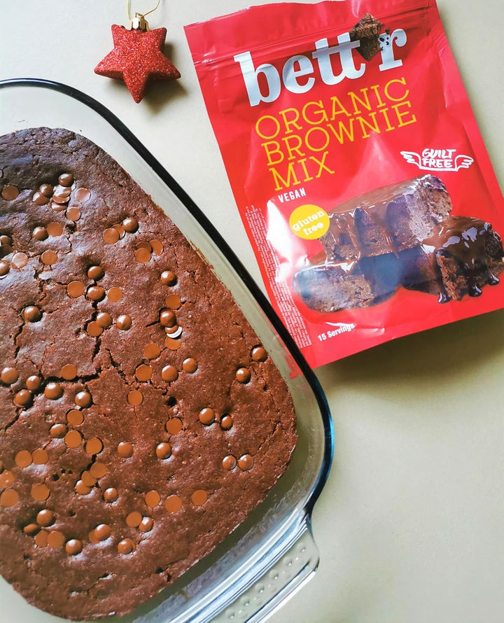 Bettr Organic Brownie Mix - Bio, Vegan Und Glutenfreie Brownies Mit Reichhaltigem Kakaogeschmack - 400 G - 15 Portionen