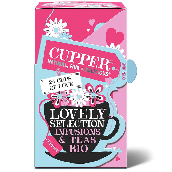 Set de ceaiuri bio Cupper Delicious Variety, 20 sortimente diferite de ceaiuri din plante și fructe, 20 pliculețe de ceai nealbite