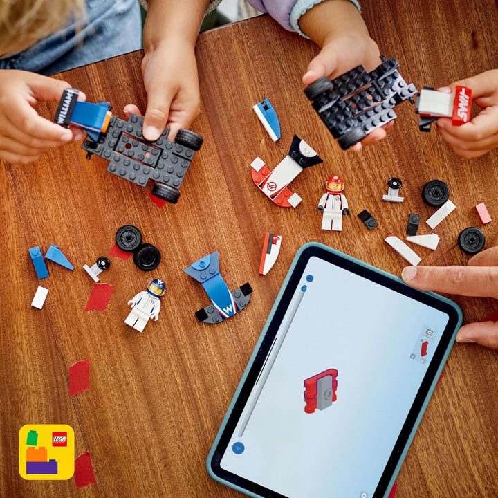 LEGO City F1 Williams Racing și Haas F1 Racing Cars - Jucărie Formula 1 cu mașini construibile și 2 minifigurine cu șofer de curse - Idei de cadouri mici pentru băieți și fete de la 4 ani 60464
