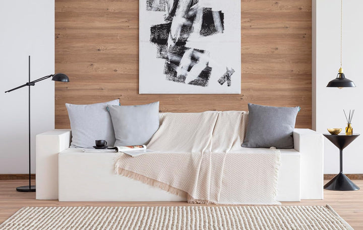 Todocama Mehrzweck-Tagesdecke, Tagesdecke, Ãœberwurf FÃ¼r Bett, SofaÃ¼berwurf, Jarapas, FischgrÃ¤tenmuster (230 X 260 Cm, Sandbeige).