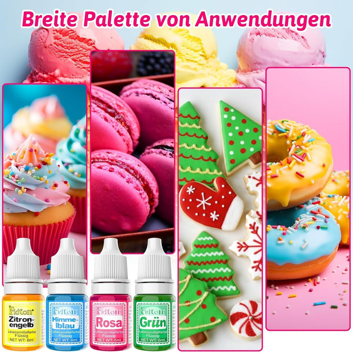 Colorant alimentar lichid - Fidton 15 culori foarte concentrate, 6 ml Coloranti Alimentari Naty Shop