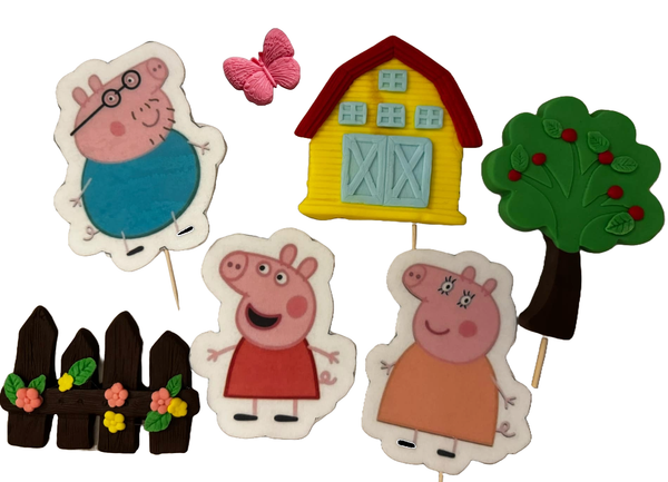 Set 7 decoratiuni comestibile din pasta de zahar, Peppa Pig