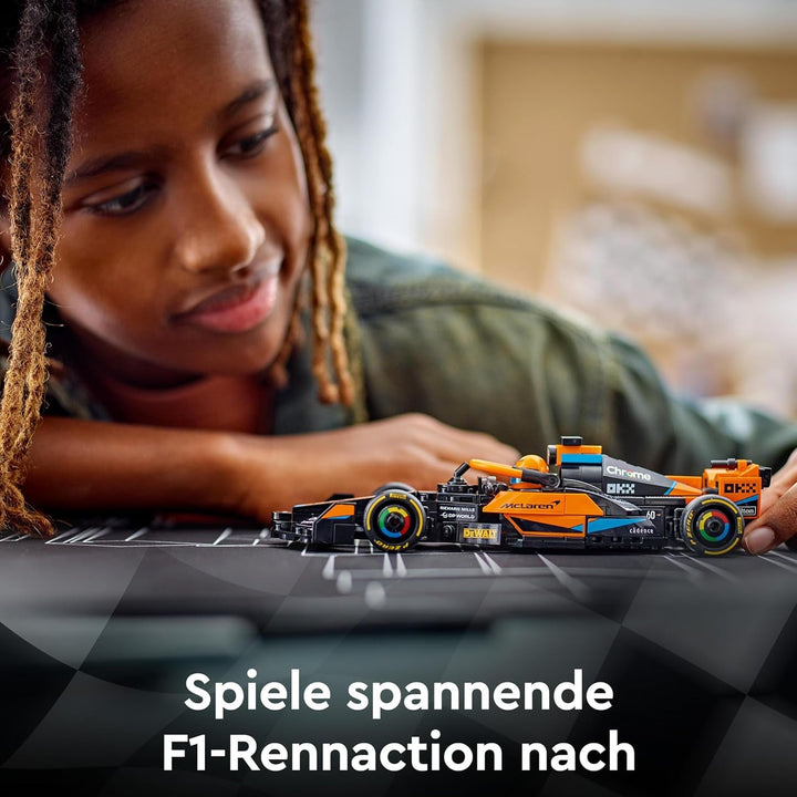 LEGO Speed Champions Mclaren Formula 1 mașină de curse 2023, jucărie pentru copii cu vârsta de peste 9 ani, băieți și fete cărora le place să se joace independent, model de vehicul construibil, decor pentru camera copiilor 76919