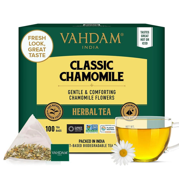 VAHDAM, ceai verde din Himalaya (100 pliculețe de ceai) 100% pur și aromat | Frunze de ceai verde natural | Vegan, fără gluten, fără lactoză | Proaspăt și direct de la sursa din India | Ceai verde