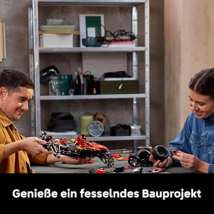 LEGO Technic Ferrari SF-24 F1 Race Car - Mașină model pentru adulți - Set Formula 1 de colecție - Motor V6, cutie de viteze, direcție și DRS la scara 1:8 - Cadou pentru fanii sporturilor cu motor și ai mașinilor de curse 42207