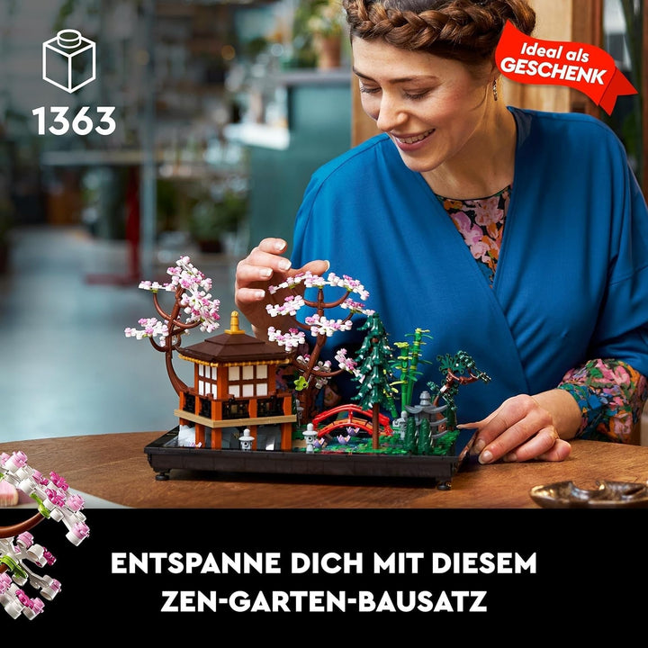 Lego Icons Garden Of Silence - Set de grădină botanică Zen pentru adulți cu flori de lotus - Decorațiune de birou personalizabilă inspirată de Japonia - Cadou pentru femei și bărbați 10315