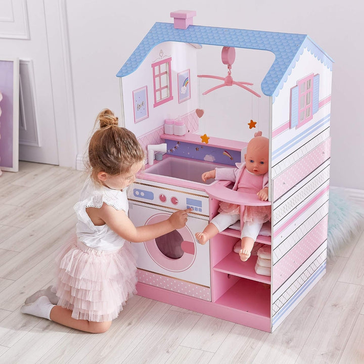 Olivia'S Little World Teamson Kids 18 Inch Baby Dolls Wooden Dollhouse Double Sided Nursery TD-11460W