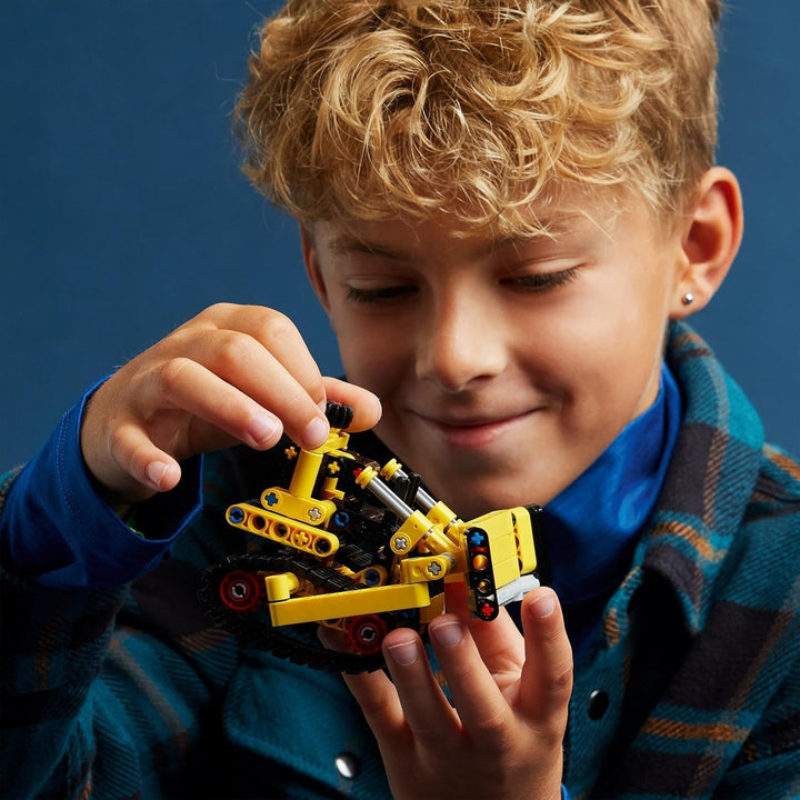 Buldozer greu LEGO Technic, buldozer de jucărie de construit, de adăugat la șantierul tău de construcții, jucărie de construcții pentru copii, cadou tehnologic pentru băieți și fete de la 7 ani 42163