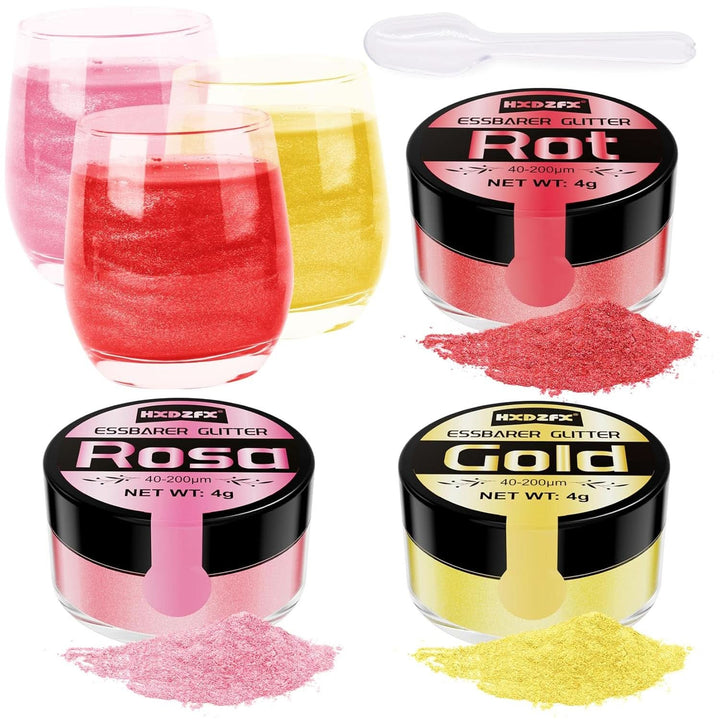 Set glitter comestibil, pudra, 3 grame per culoare